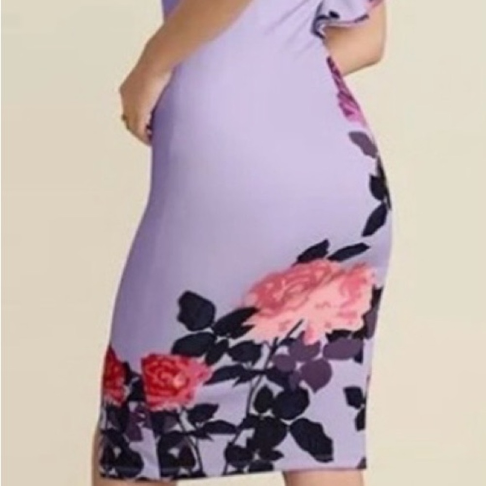 VENUS Lavender Floral One-Shoulder Ruffle Dress - Picture 3 of 3